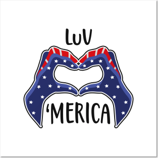 Love United States America USA Heart Hands Posters and Art